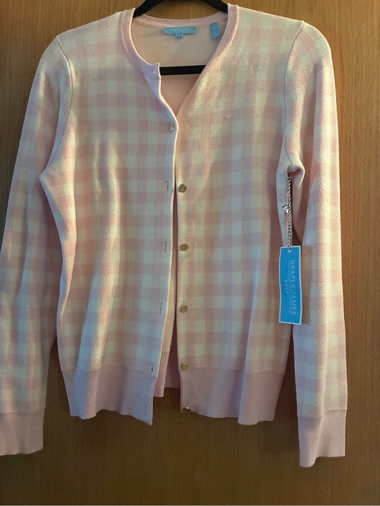 Draper James Sweaters - NWT Draper James Pink & Cream Gingham Cardigan